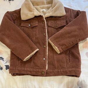Zara Brown and Cream Corduroy Jean Jacket with Fleece Lining